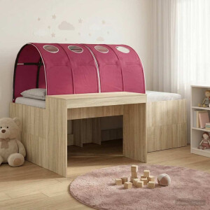 vidaXL Bed met Tunnel 3 st Sonoma eiken en rood Bewerkt hout