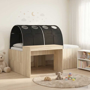vidaXL Bed met Tunnel 3 st Sonoma Eiken en Zwart Bewerkt hout