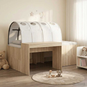 vidaXL Bed met Tunnel 3 st Sonoma eiken en wit Bewerkt hout