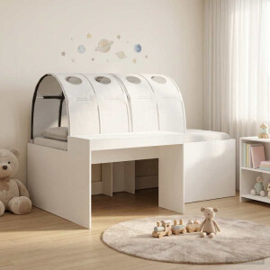 vidaXL Hoge Bed Frame met Bureau voor Kinderen Wit Bewerkt hout