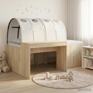 vidaXL Hoge Bed Frame met Bureau voor Kinderen 3 st Bewerkt hout