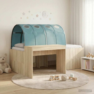 vidaXL Bed met Tunnel 3 st Artisian Eik en Lichtblauw Bewerkt hout