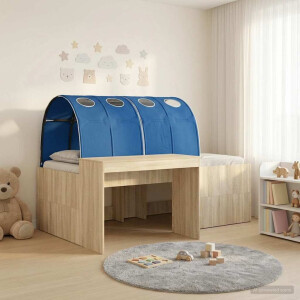 vidaXL Bed met Tunnel 3 st Artisian Eik en Blauw Bewerkt hout