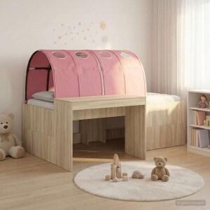 vidaXL Bed met Tunnel 3 st Artisian Eik en Roze Bewerkt hout