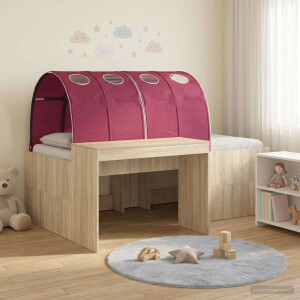 vidaXL Bed met Tunnel 3 st Artisian Eik en Rood Bewerkt hout
