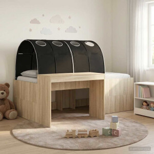 vidaXL Bed met Tunnel 3 st Artisian Eik en Zwart Bewerkt hout