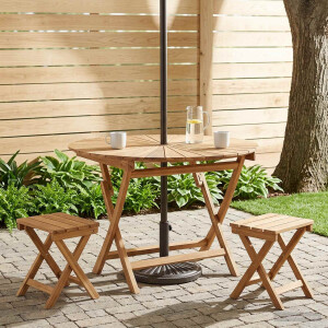 vidaXL Opklapbare tuintafel Naturel Ø 110 x 75 cm Massief Teakhout