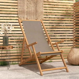 vidaXL Strandstoel Taupe Massief Teakhout