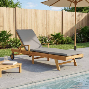 vidaXL Ligstoel 100% Polyester Massief Teak