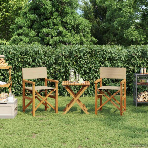 vidaXL Eetkamerstoel Bruin en beige 56 x 54 x 87 cm Massief Teakhout