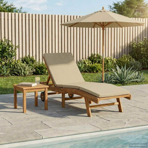 vidaXL Ligstoel Bruin en beige Polyester