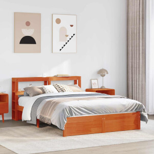 vidaXL Bedframe met hoofdeinde met opslag Wasbruin Massief Vurenhout