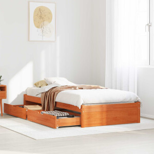 vidaXL Bedframe met lade met opslag Wasbruin Massief Vurenhout