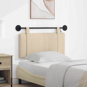 vidaXL Hangend hoofdbord Met LED-verlichting Crèmekleurig Stof
