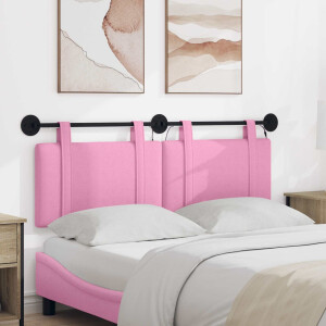 vidaXL Hangend hoofdbord Met LED-verlichting Roze Stof
