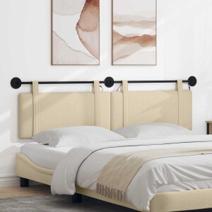 vidaXL Hangend hoofdbord Met LED-verlichting Crèmekleurig Stof
