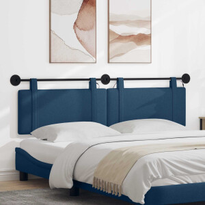 vidaXL Hangend hoofdbord Met LED-verlichting Blauw Stof
