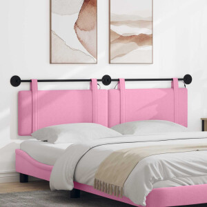 vidaXL Hangend hoofdbord Met LED-verlichting Roze Stof