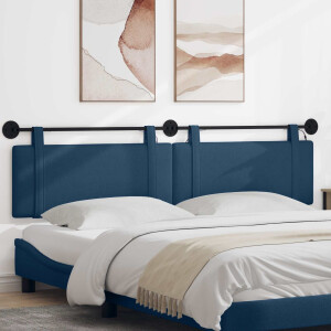 vidaXL Hangend hoofdbord Met LED-verlichting Blauw Stof