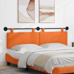vidaXL Hangend hoofdbord Met LED-verlichting Oranje Katoen Stof