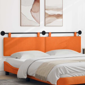 vidaXL Hangend hoofdbord Met LED-verlichting Oranje Katoen Stof