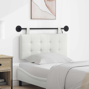vidaXL Hangend hoofdbord Met LED-verlichting Wit Kunstleer
