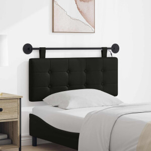 vidaXL Hangend hoofdbord Met LED-verlichting Zwart Kunstleer