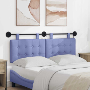 vidaXL Hangend hoofdbord Met LED-verlichting Jeans Blauw Stof