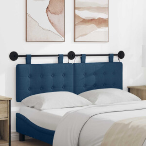 vidaXL Hangend hoofdbord Met LED-verlichting Blauw Stof