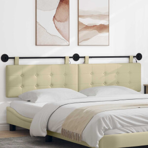 vidaXL Hangend hoofdbord Met LED-verlichting Crèmekleurig Kunstleer