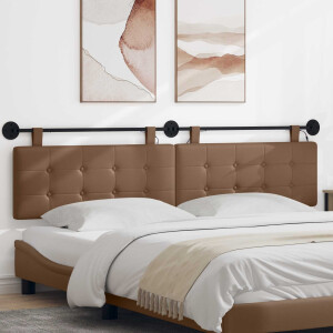 vidaXL Hangend hoofdbord Met LED-verlichting Cappuccino Kunstleer