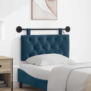 vidaXL Hangend hoofdbord Met LED-verlichting Blauw Fluweel