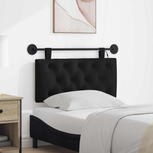 vidaXL Hangend hoofdbord Met LED-verlichting Zwart Stof