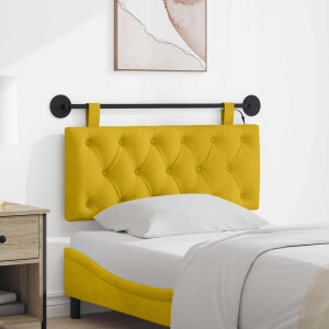 vidaXL Hangend hoofdbord Met LED-verlichting Geel Fluweel