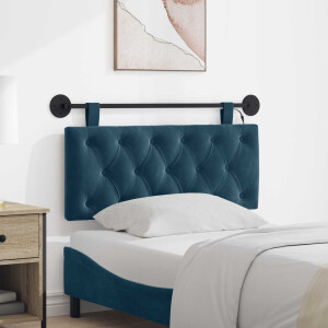 vidaXL Hangend hoofdbord Met LED-verlichting Blauw Fluweel