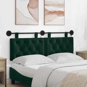 vidaXL Hangend hoofdbord Met LED-verlichting Donkergroen Fluweel