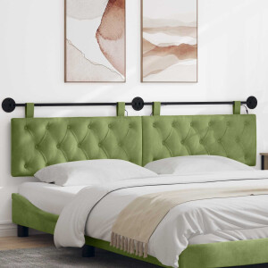 vidaXL Hangend hoofdbord Met LED-verlichting Lichtgroen Fluweel