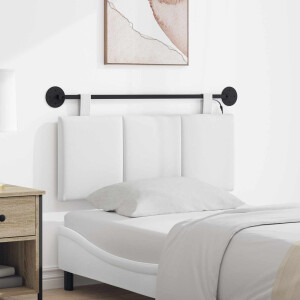 vidaXL Hangend hoofdbord Met LED-verlichting Wit Stof