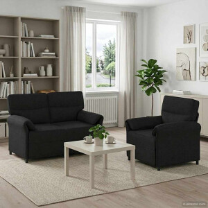 vidaXL Bankstel 2 st Zwart Stof