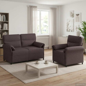 vidaXL Bankstel 2 st Donkerbruin Stof