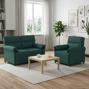 vidaXL Bankstel 2 st Donkergroen Stof
