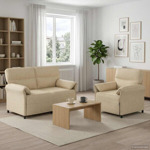 vidaXL Bankstel 2 st Crèmekleurig Stof