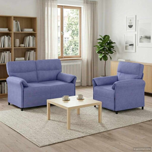 vidaXL Bankstel 2 st Jeans Blauw Stof