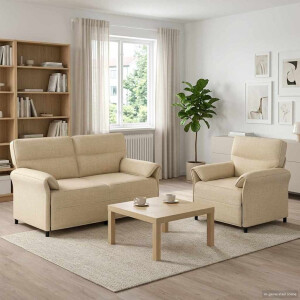 vidaXL Bankstel 2 st Crèmekleurig Stof