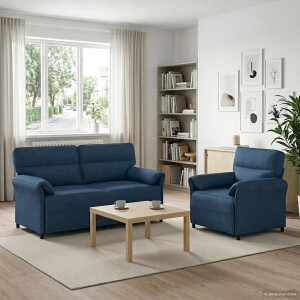 vidaXL Bankstel 2 st Blauw Stof