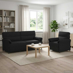 vidaXL Bankstel 2 st Zwart Stof