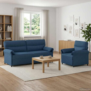 vidaXL Bankstel 2 st Blauw Stof