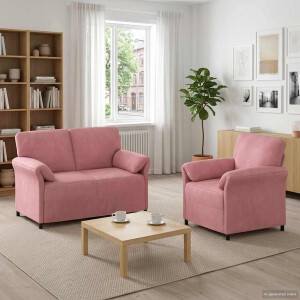 vidaXL Bankstel 2 st Roze Fluweel