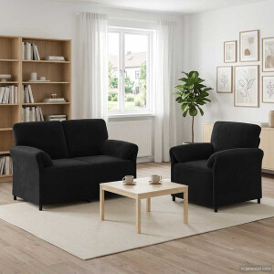 vidaXL Bankstel 2 st Zwart Fluweel