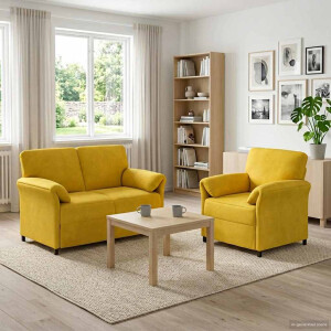vidaXL Bankstel 2 st Geel Fluweel